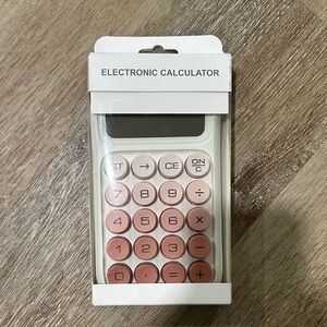 Electronic Calculator with Pink and Cream Buttons -XL